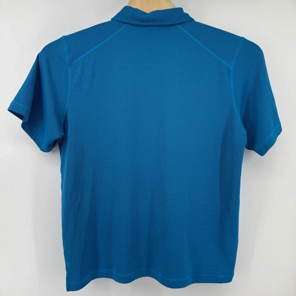 The North Face Mens FlashDry Striped Polo Shirt Blue Black XL Short Sleeve Snap